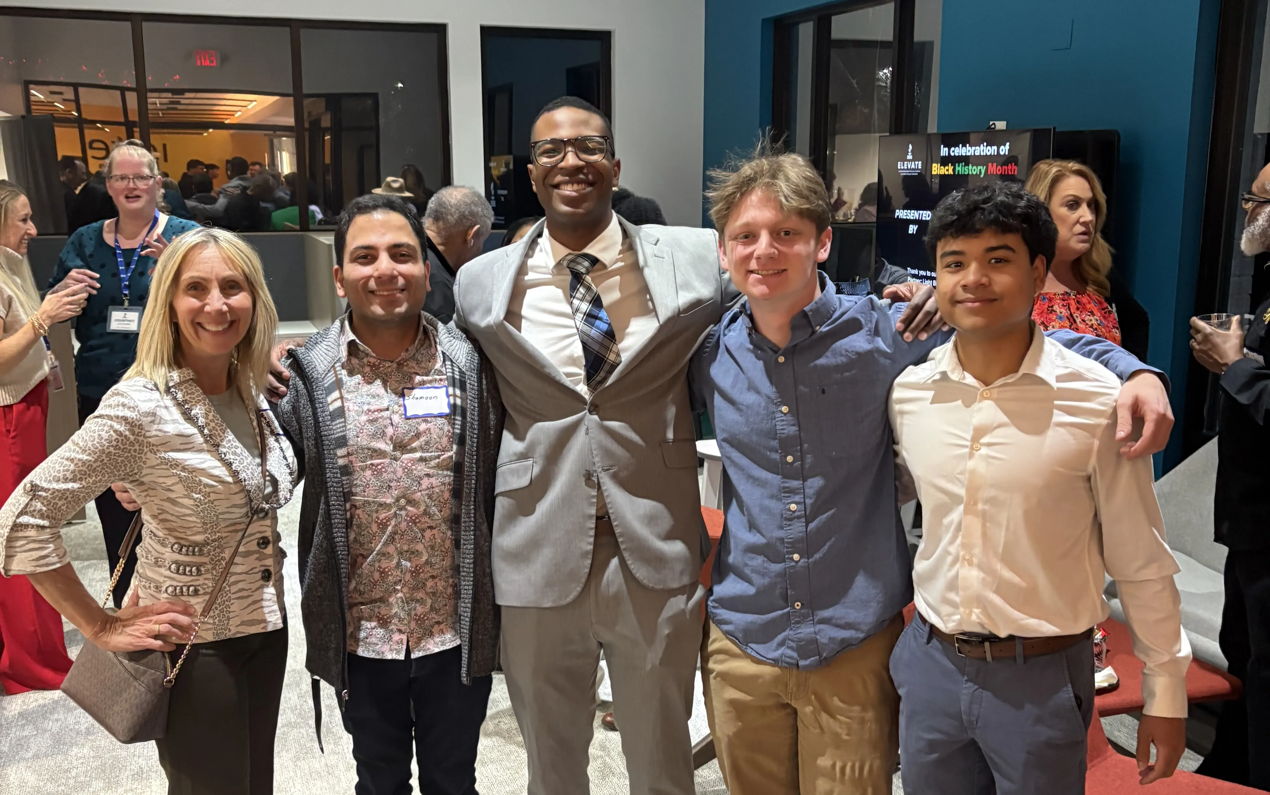 Alisa St. Georges, Shamoon, Jamiah Bartlett, Nolan Krieger, and Javier Flores at the BBB Elevate event in celebration of Black History Month