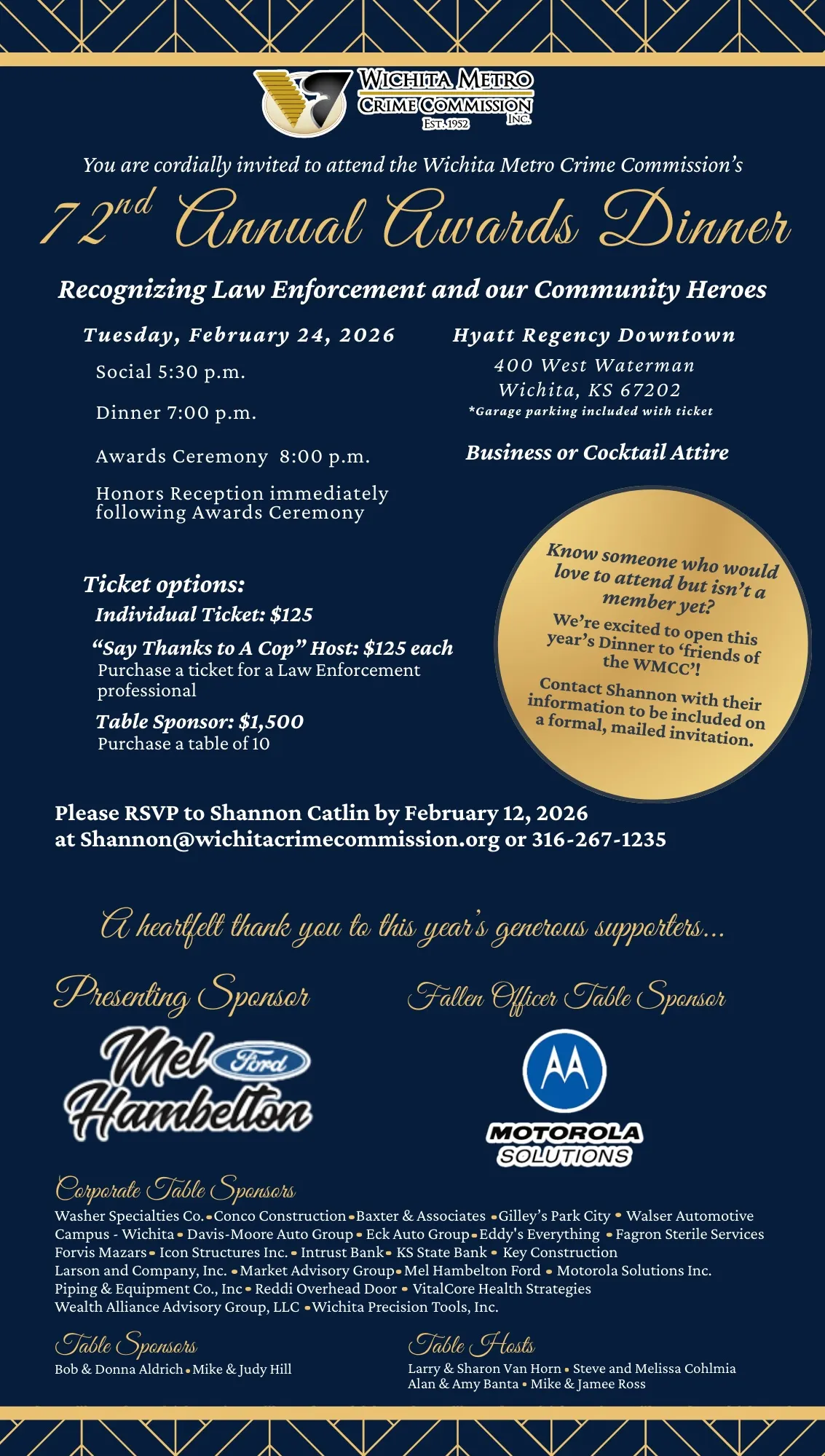 72nd Annual Awards Banquet — Wichita Metro Crime Commission